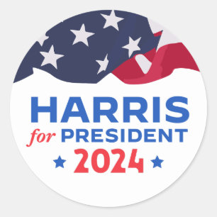 Kamala Harris För president 2024 Amerikanska flagg Runt Klistermärke