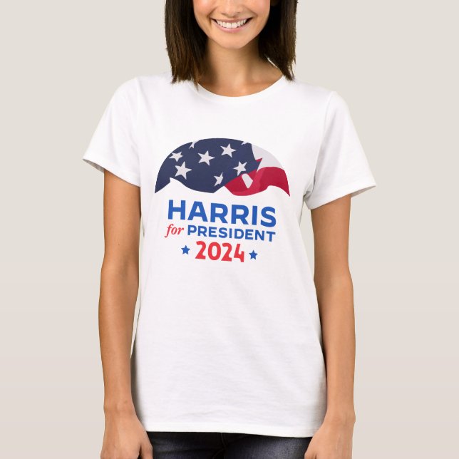 Kamala Harris För president 2024 Amerikanska flagg T Shirt (Framsida)