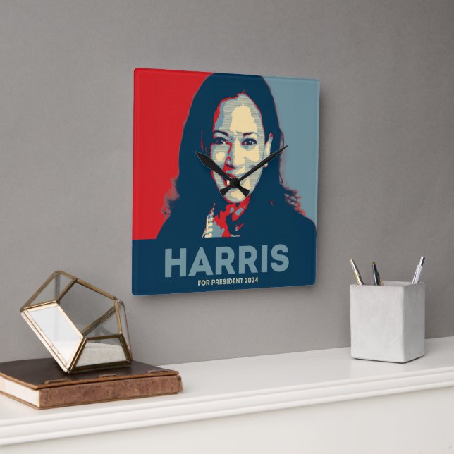 Kamala Harris För president 2024 Fyrkantig Klocka (Kontor)