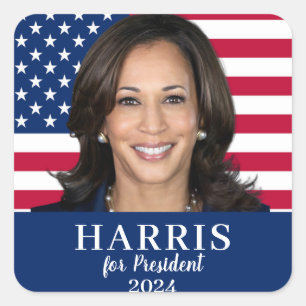 Kamala Harris För president 2024 Fyrkantigt Klistermärke