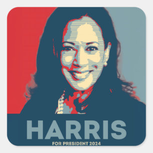 Kamala Harris För president 2024 Fyrkantigt Klistermärke