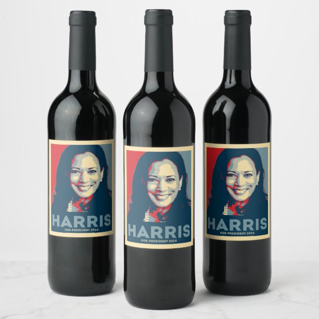 Kamala Harris för president 2024 - hopp Vinflaska Etikett (Flaskor)