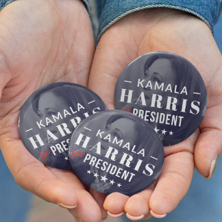 Kamala Harris för president 2024: Photo Button Pin Knapp