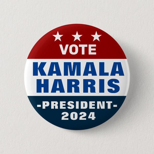 Kamala Harris För president 2024 Pinback Knapp (Framsida)
