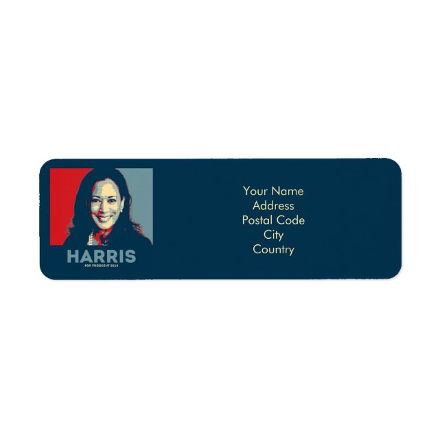 Kamala Harris För president 2024 Returadress Etikett (Framsidan)