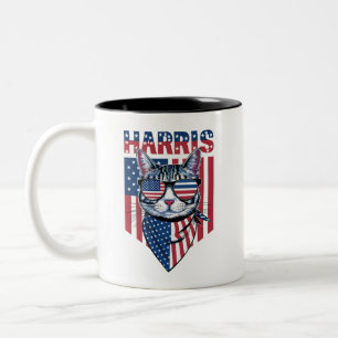 Kamala Harris för president 2024 Rolig katt  Två-Tonad Mugg