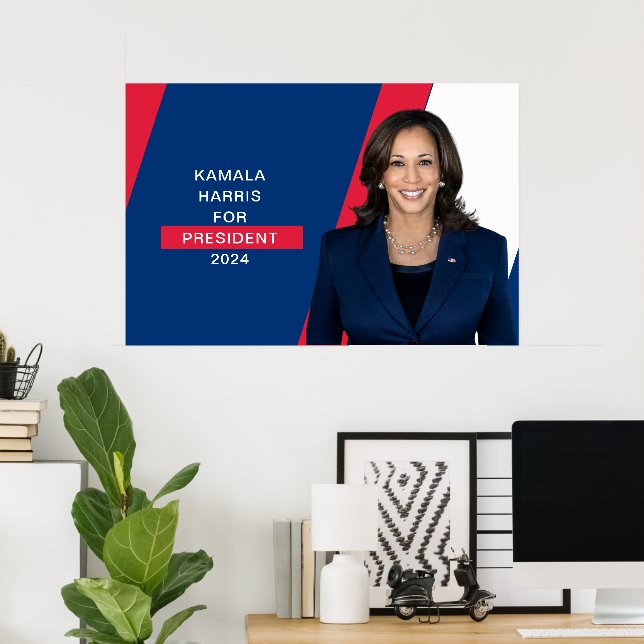Kamala Harris För president 2024: Rött vitt och bl Poster (Hemmakontoret)