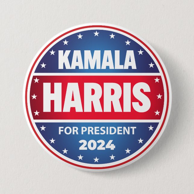 Kamala Harris För president 2024 Stars Blue Red Knapp (Framsida)