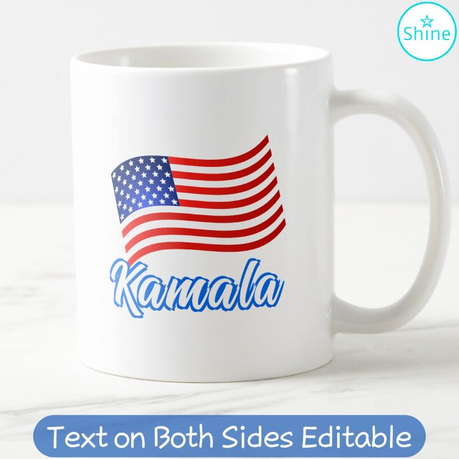 Kamala Harris för president Elegant Script US Flag Kaffemugg (Skapare uppladdad)