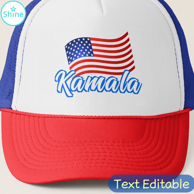 Kamala Harris för president Elegant Script US Flag Keps (Skapare uppladdad)