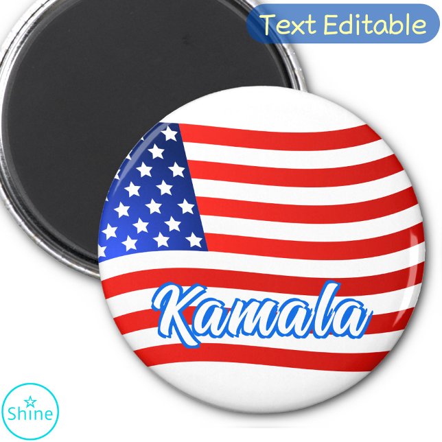 Kamala Harris för president Elegant Script US Flag Magnet (Skapare uppladdad)