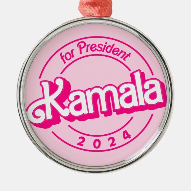 Kamala Harris för president i Rosa Julgransprydnad Metall (Framsidan)