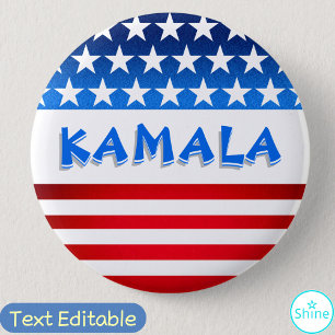 Kamala Harris för president USA flagga Anpassnings Knapp