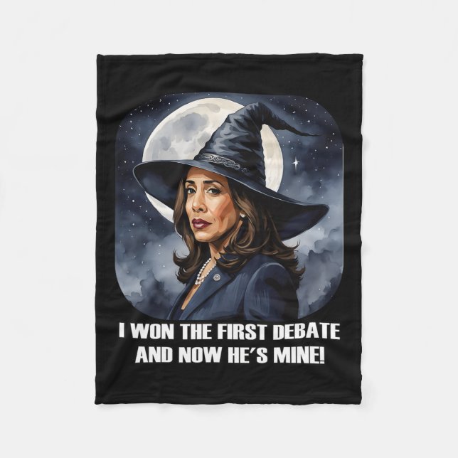 Kamala Harris Funny Debatt Val 2024 Won Witch Fleecefilt (Framsidan)