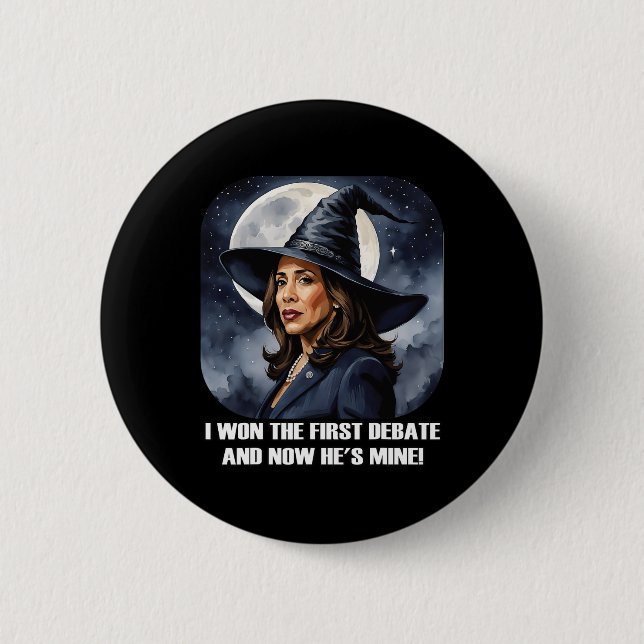 Kamala Harris Funny Debatt Val 2024 Won Witch Knapp (Framsida)