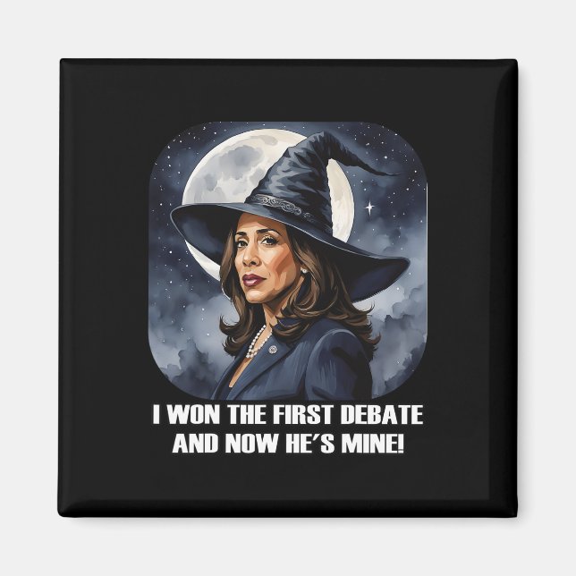Kamala Harris Funny Debatt Val 2024 Won Witch Magnet (Framsidan)