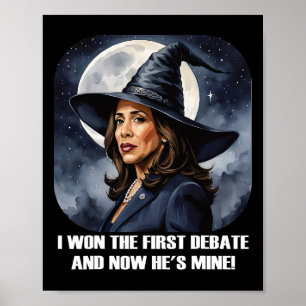 Kamala Harris Funny Debatt Val 2024 Won Witch Poster