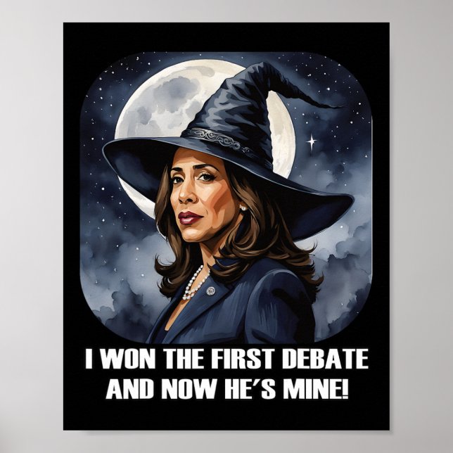 Kamala Harris Funny Debatt Val 2024 Won Witch Poster (Framsidan)