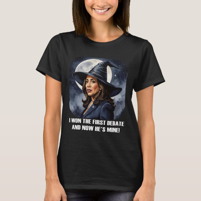 Kamala Harris Funny Debatt Val 2024 Won Witch T Shirt (Framsida)