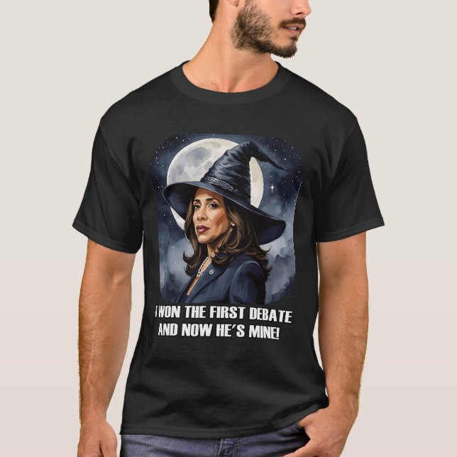 Kamala Harris Funny Debatt Val 2024 Won Witch T Shirt (Framsida)