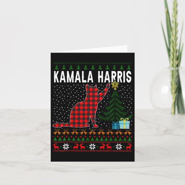 Kamala Harris Funny Kat jul - Ugly jul Kort (Framsida)