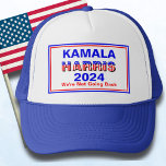 Kamala Harris går inte tillbaka Truckerkeps<br><div class="desc">Stå upp och tala med truckerkepsen och stödja Kamala Harris kampanj till president. Amerikanen har stiliserat text i rött,  vitt och blått. Textbeskrivningen "Vi går inte tillbaka" är redigerbar. Ditt val av färg stilar.</div>