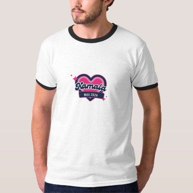 Kamala Harris Girly Rosa Hearts President T Shirt (Framsida)