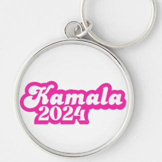 Kamala Harris girly Rosa Logotyp 2024 Rund Silverfärgad Nyckelring