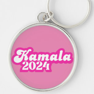 Kamala Harris girly Rosa Logotyp 2024 Rund Silverfärgad Nyckelring