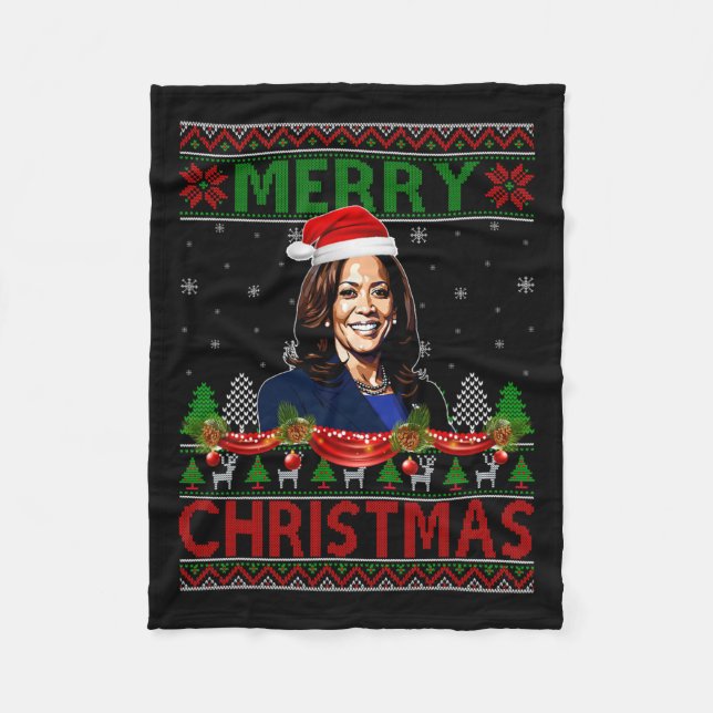 Kamala Harris God jul Ugly Sweater Usa Ele Fleecefilt (Framsidan)