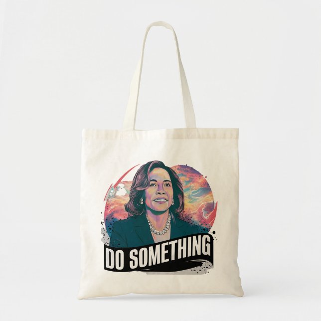 KAMALA HARRIS "GÖR NÅGOT" Tote Bag Tygkasse (Framsidan)