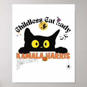 Kamala Harris Halloween Chilless Cat Dam Electio Poster