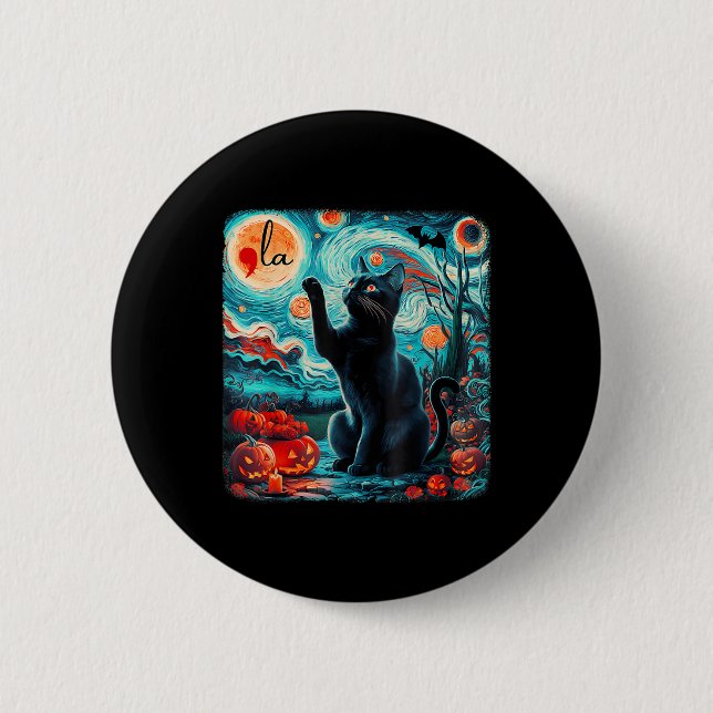 Kamala Harris Halloween Fladdermus Starry Night Bl Knapp (Framsida)