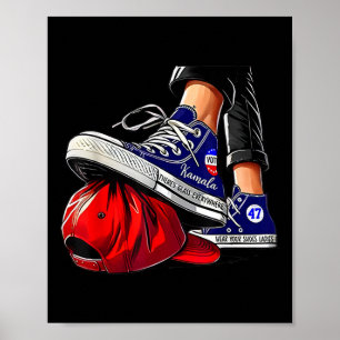 Kamala Harris Högklackars Stepping on Red Hat Poster