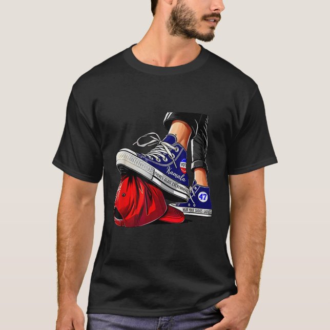 Kamala Harris Högklackars Stepping on Red Hat T Shirt (Framsida)