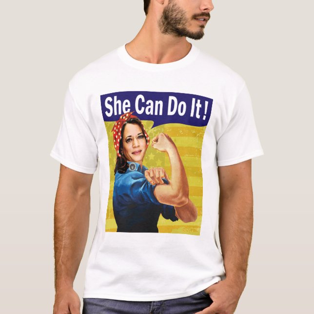 Kamala Harris, hon kan göra det! Manar Basic T-Shi T Shirt (Framsida)