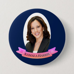 Kamala Harris i rosor och blått Knapp
