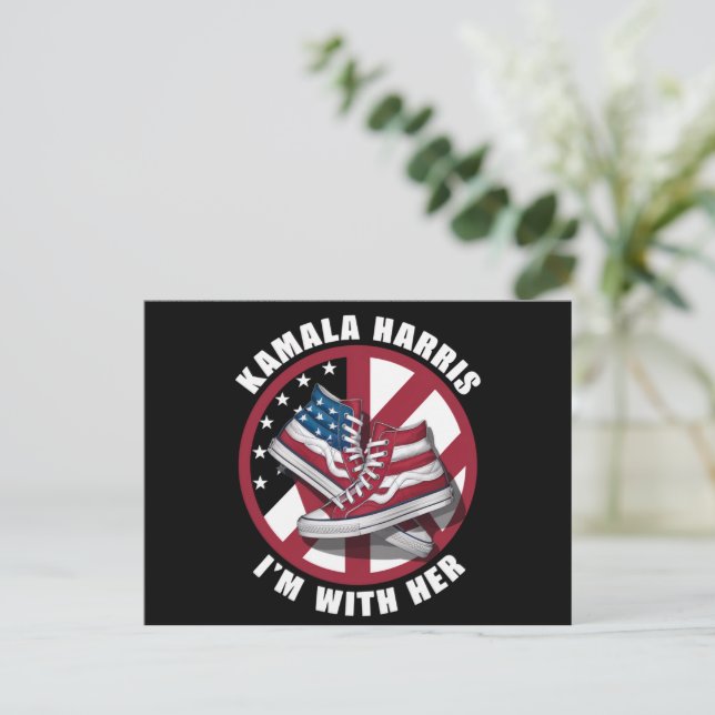 Kamala Harris jag är med Hennes patriotiska konver Vykort (Stående Fram)