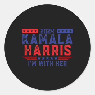 Kamala Harris Jag är med i valet 2024 Runt Klistermärke