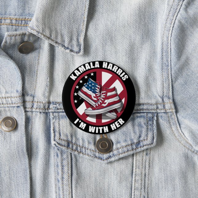 Kamala Harris Jag stödjer henne Patriotiska Conver Knapp (In Situ)