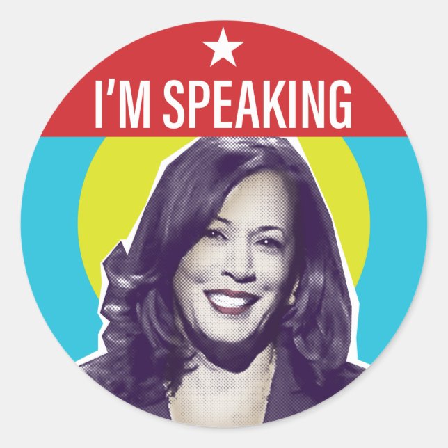 Kamala Harris / Jag talar Runt Klistermärke (Framsida)