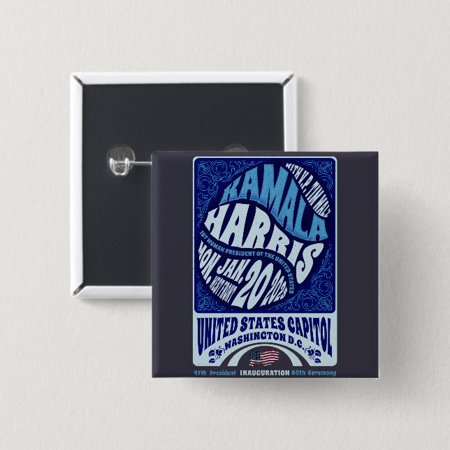 Kamala Harris Jan 20:e installationen 2025 Knapp (Framsida & baksida)