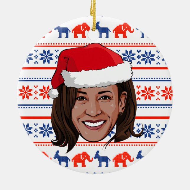 Kamala Harris jul Julgransprydnad Keramik (Baksidan)
