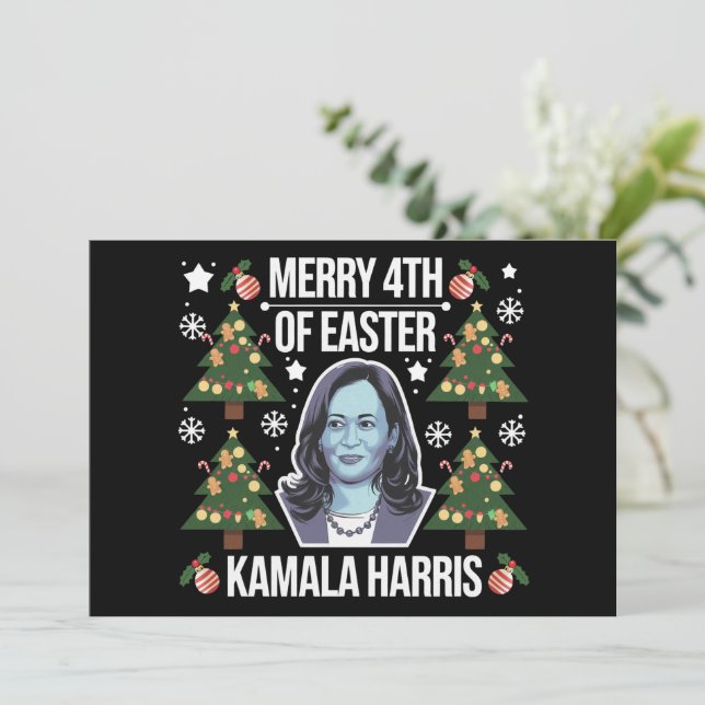Kamala Harris jul Santa Glad 4:e påsk Julkort (Stående Fram)