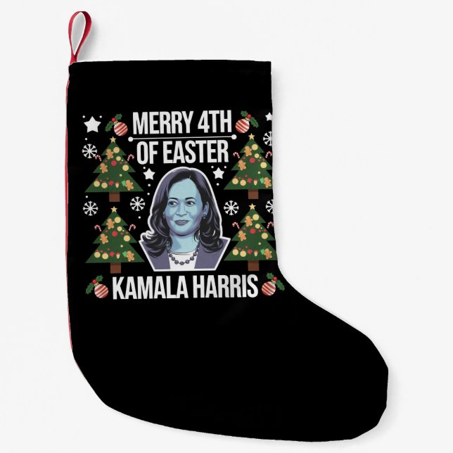 Kamala Harris jul Santa Glad 4:e påsk Liten Julstrumpa (Framsidan)
