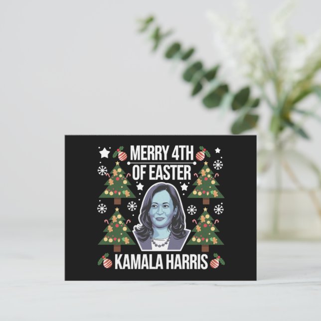 Kamala Harris jul Santa glad påsk 4 Helg Vykort (Stående Fram)