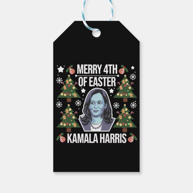 Kamala Harris jul Santa glad påsk 4 Presentetikett (Baksidan)