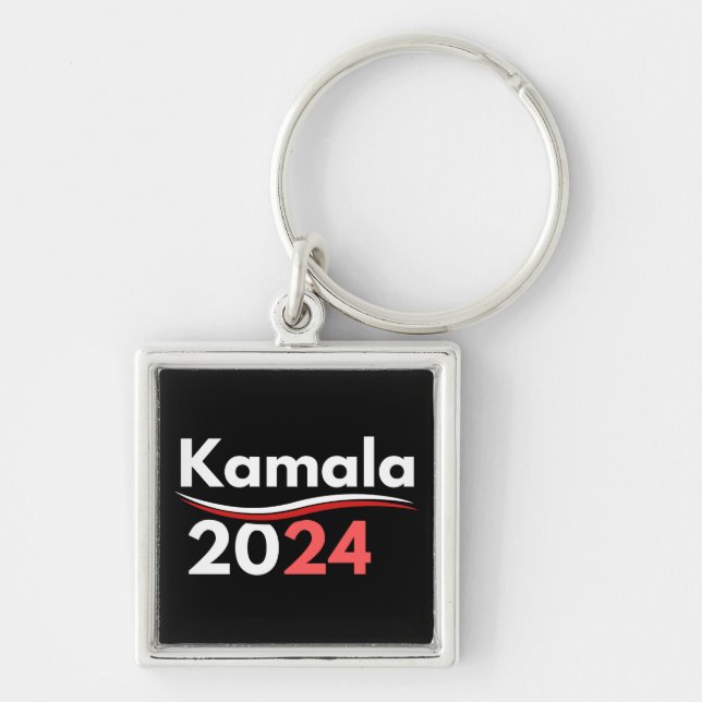 kamala harris, kamala harris, kamala harris 2024 fyrkantig silverfärgad nyckelring (Framsidan)