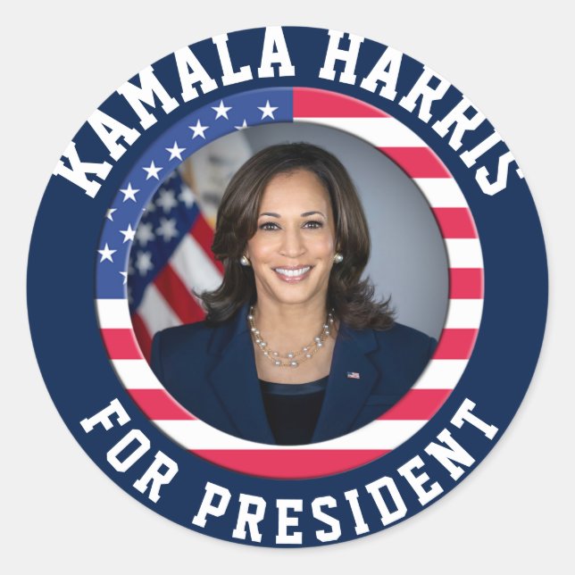 Kamala Harris Kampanj Photo Runt Klistermärke (Framsida)