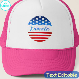 Kamala Harris Kampanj SWAG US Flagga Elegant Scrip Keps